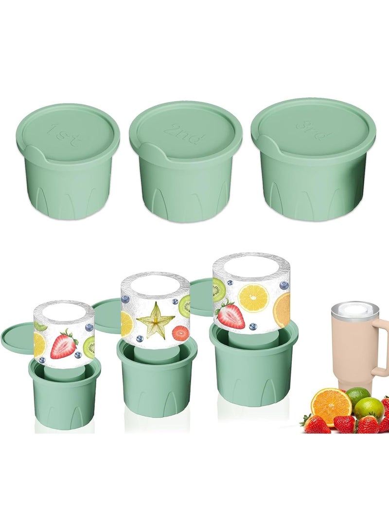 3PCS Hollow Cylindrical Silicone Ice Cube Mold for 24-40oz Flask Thermos Tumbler BPA-Free Ideal for Juice Drinks Coffee (Green) - Image 1